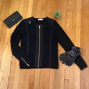 Calvin Klein black waffle knit blazer